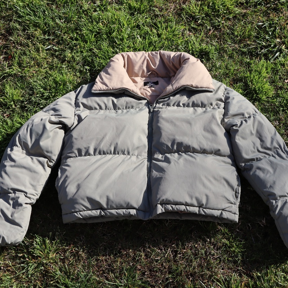 GREEN THREADBARE (ASOS) CROPPED PUFFER